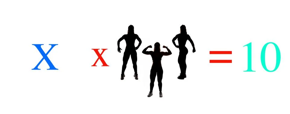 Exercises of mathematical subtraction with objects and persons Stock Photos