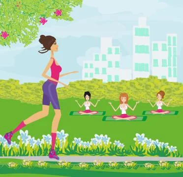 Exercises in the park Stock Illustration
