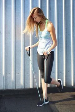 Exercises with rubber 스톡 사진