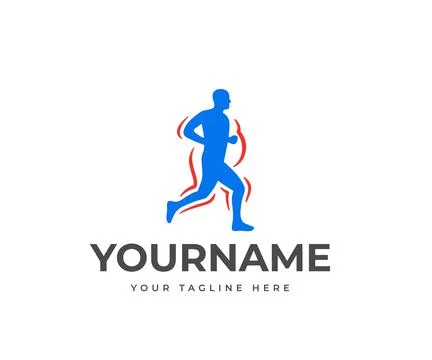 Exercises for weight loss logo design. Running program for obese people 스톡 일러스트