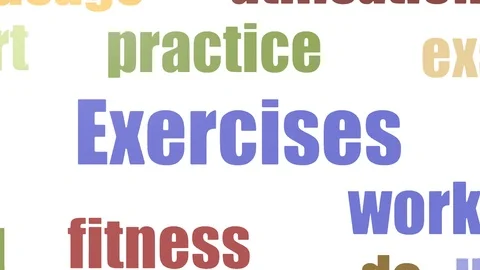 Exercises Word Cloud Animated On White Background Stock Footage 103667077