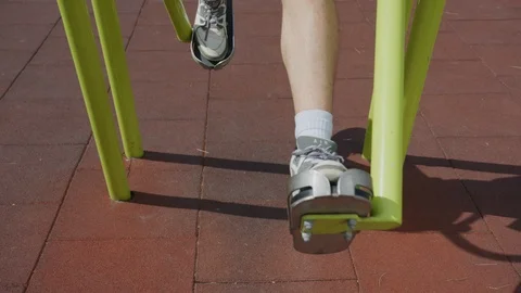 Exercising on an air walker Stock Footage 100028751