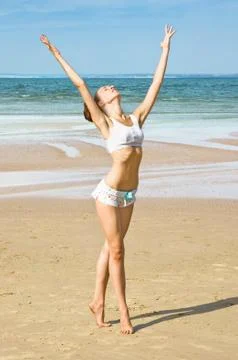 Exercising on the beach Stock Photos