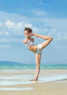 Exercising on the beach Stock Photos
