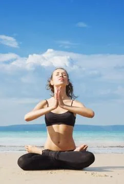 Exercising on the beach Stock Photos