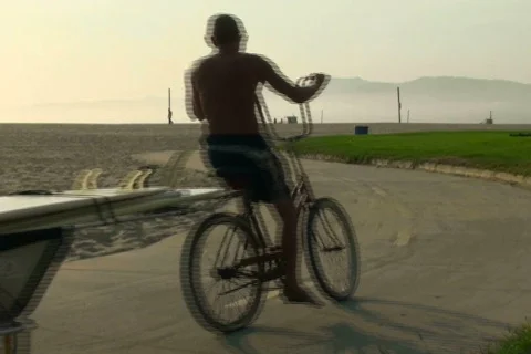 Exercising on boardwalk V2 - NTSC Stock Footage 665221