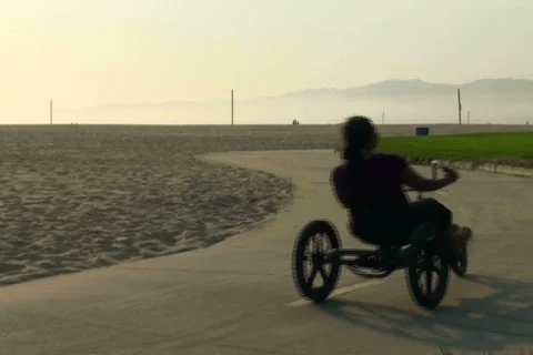 Exercising on boardwalk V3 - NTSC Stock Footage