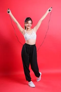 Exercising with a jump rope Stock Photos