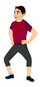 Exercising, man doing bending, illustration 库存插图