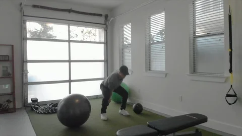 Exercising Man with Kettle Bell Video stock 90828114