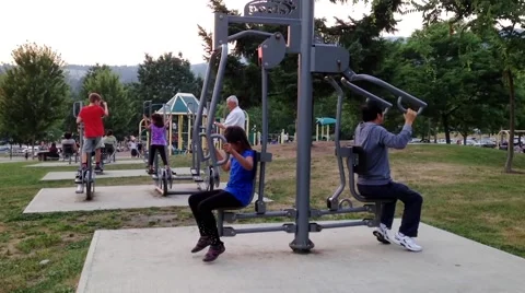Exercising in the park Stock Footage 54648392