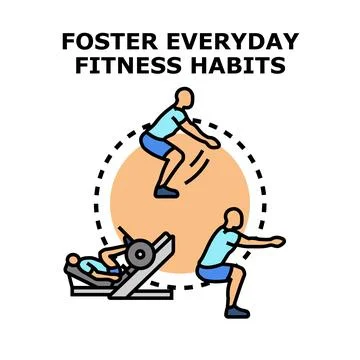 Exercising people practicing leg day fitness habits Stock Illustration