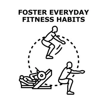 Exercising people practicing leg day fitness habits Stock Illustration