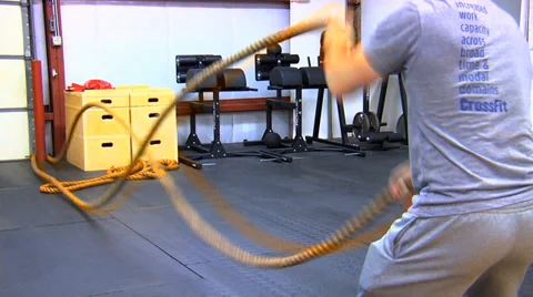 Exercising with ropes Stock Footage