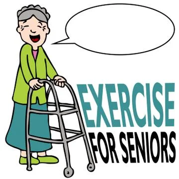 Exercising senior lady with walker Stock Illustration