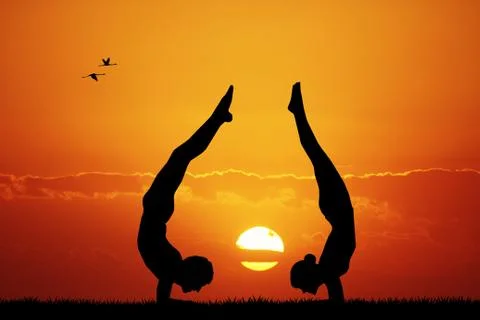 Exercize at sunset 库存插图