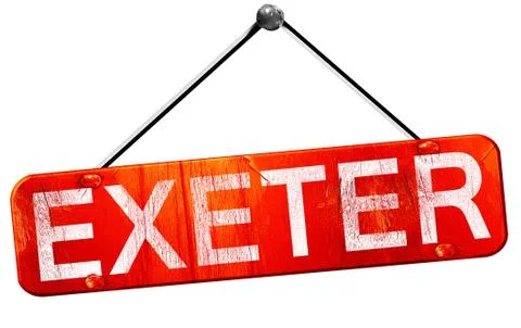 Exeter, 3D rendering, a red hanging sign Stock Illustration
