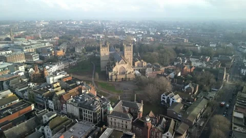 Exeter Cathedral from the air. Stock Footage 327913066