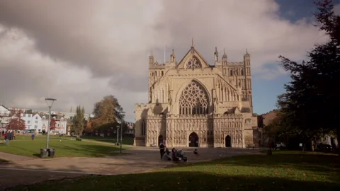 Exeter Cathedral in the centre of Exeter, Devon Stock Footage 142322172