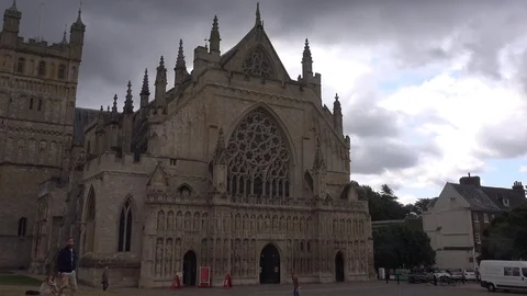 Exeter Devon England city centre cathedral architecture UK 4K Видео 114647568