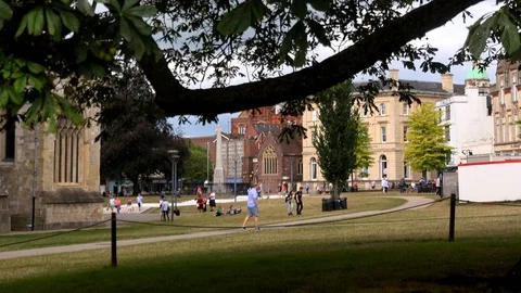 Exeter Devon England city centre cathedral architecture UK 4K Stock Footage 114648453