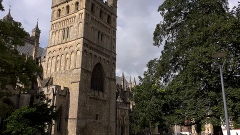 Exeter Devon England city centre cathedral architecture UK 4K Stock Footage 114649399