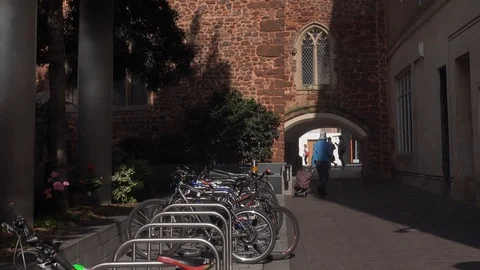 Exeter Devon England city centre cathedral architecture UK 4K Stock Footage 114649672