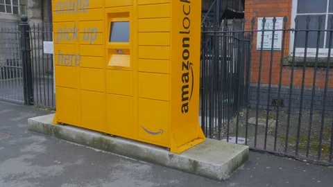 Exeter, Devon, United Kingdom - Circa June 2017: Amazon Locker Location. Amazon Stock Footage