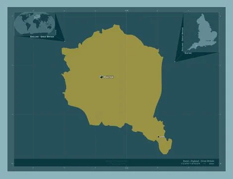 Exeter, England - Great Britain. Solid. Labelled points of cities Stock Illustration