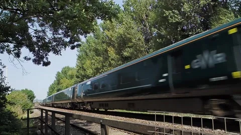 Exeter, UK - August 12 2020:  GWR and CrossCountry High Speed Trains passing Stock-Footage 137286850