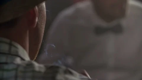 Exhailing a smoke Stock Footage 112197479