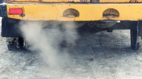 Exhaust gases from the muffler running car Stock Footage