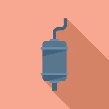 Exhaust pipe icon flat . Auto motor Illustrazione stock