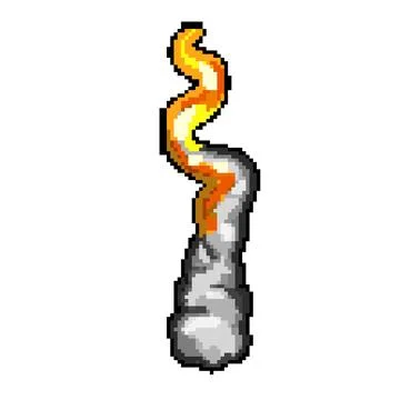 Exhaust rocket fire trail pixel art vector illustration Illustrazione stock