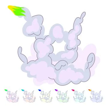 Exhaust rocket smoke trail vector cartoon graphic Stock Illustration