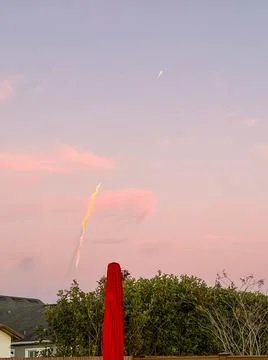 Exhaust trail from a rocket launch in Florida. Stock Photos