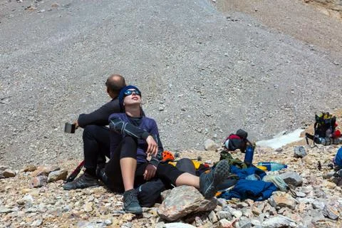Exhausted Climbers Stock Photos