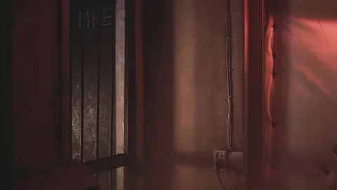 Exhausted guy trying to get out of the locked room Video stock 76605338