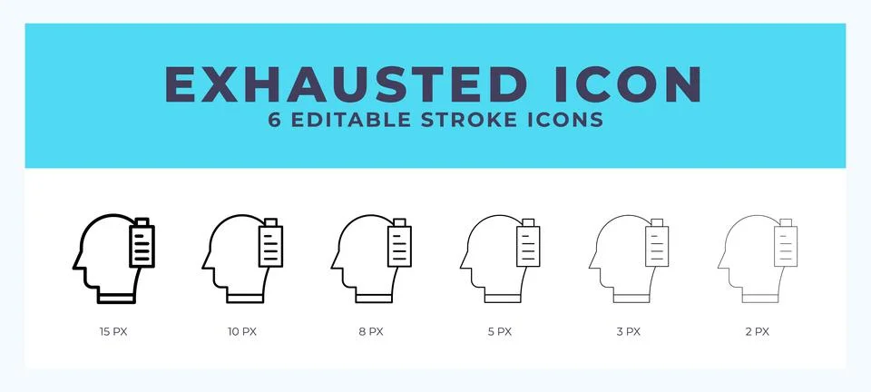 Exhausted icon illustration vector with editable stroke. Stock Illustration