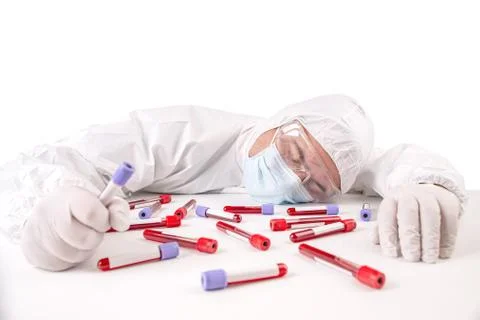 Exhausted lab worker Stock Photos