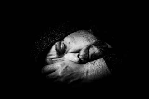 An exhausted, lonely man Stock Photos