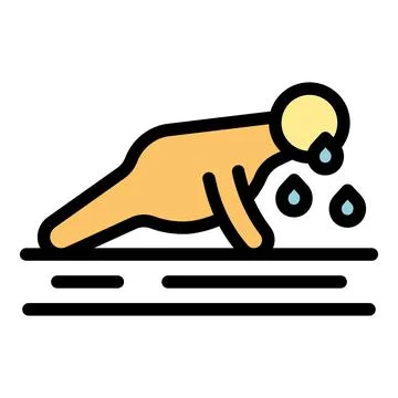 Exhausted man crying doing pushups on floor Ilustración de archivo