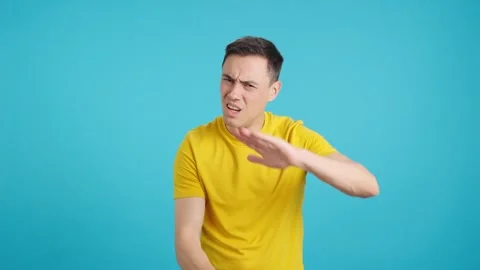 An exhausted man requests a timeout because is too tired Stock Footage 245098201