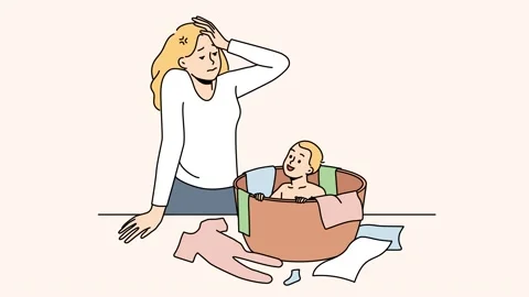 Exhausted mother suffer from parenting problems Stock Footage 220780490