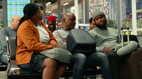 Exhausted people waiting for delayed express bus transportation Stock Footage 334730126