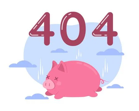 Exhausted pink piggy vector empty state illustration Stock Illustration