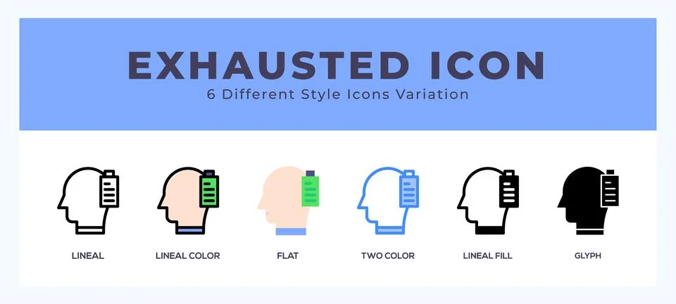 Exhausted set of vector icon. For web. and mobile app Stock Illustration