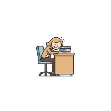 Exhausted student leaning on stack of books depicts academic burnout and fa.. Stock Illustration