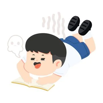Exhausted Student Studying Hard at Desk 스톡 일러스트