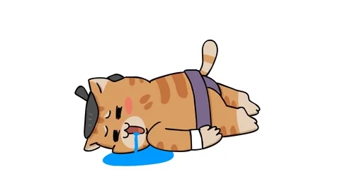 Exhausted Sumo Cat Animation with White Background Stock Footage 282777218